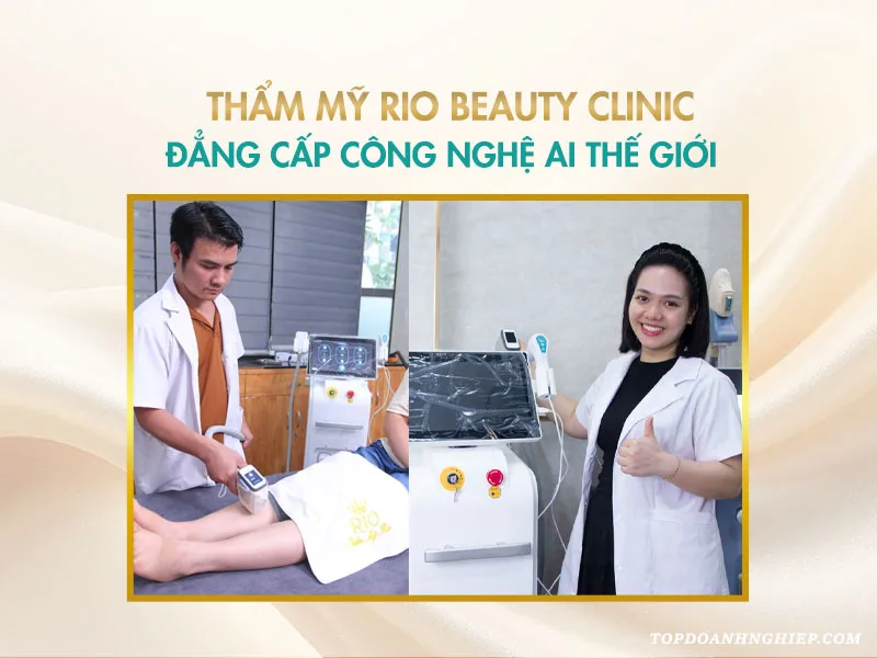 Chuyên gia Trần Mạnh Thắng và chuyên viên Phạm Thanh Tâm ứng dụng hệ thống máy hiện đại tại địa chỉ triệt lông chân uy tín Rio Beauty Clinic.