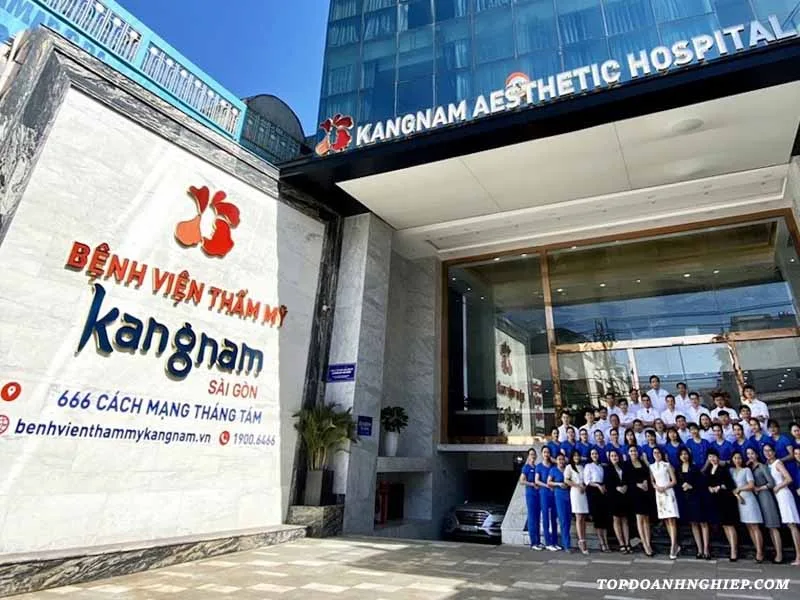 Mặt tiền tòa nhà cơ sở Kangnam Sài Gòn, một gợi ý về địa chỉ triệt lông chân hiện đại cho khách hàng.