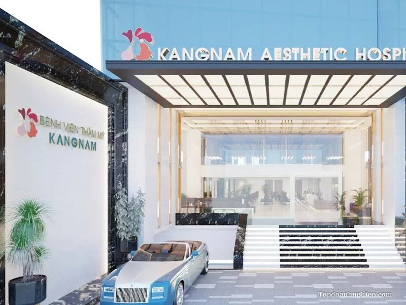 Mặt tiền sang trọng của Bệnh viện Thẩm mỹ Kangnam, địa chỉ triệt lông mày uy tín hàng đầu.
