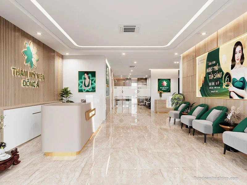 Không gian đón tiếp hiện đại tại Thẩm mỹ viện Đông Á, địa chỉ triệt lông cổ chuyên nghiệp.