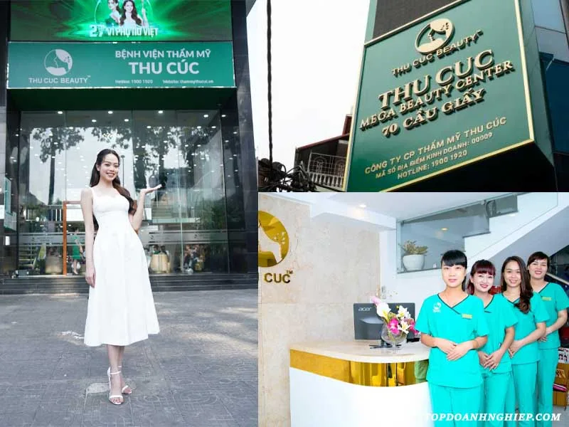 Không gian sảnh đón tiếp và đội ngũ nhân viên chuyên nghiệp tại Thu Cúc là địa chỉ phun môi hồng cam uy tín