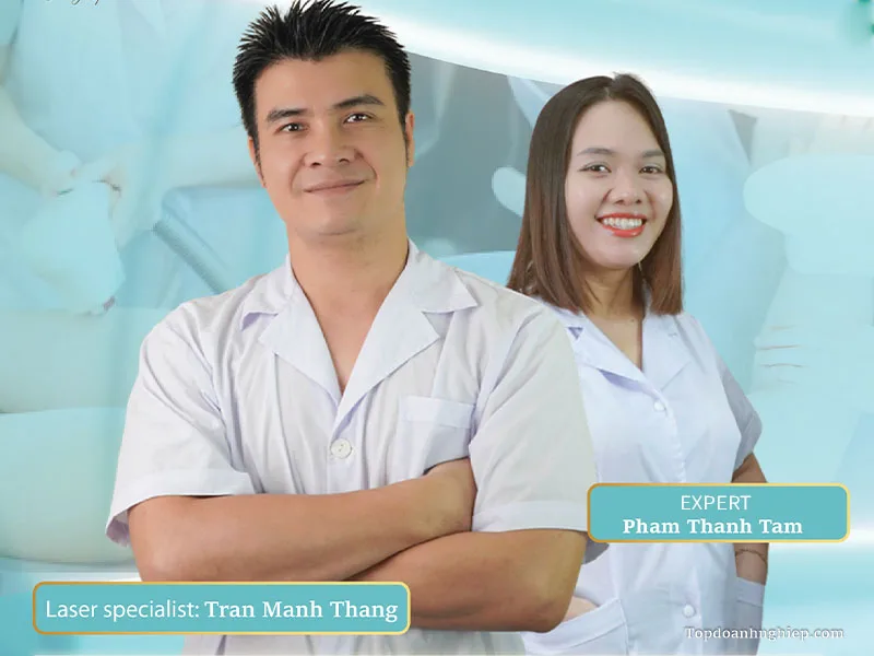 Chuyên gia Trần Mạnh Thắng và Phạm Thanh Tâm giảng dạy tại địa chỉ học phun xăm uy tín.