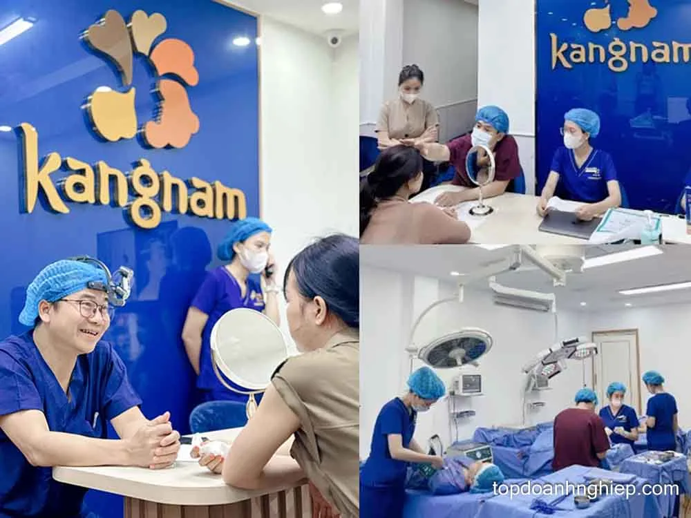 Doctors and medical staff conducting consultations and clinical procedures at Kangnam Aesthetic Hospital