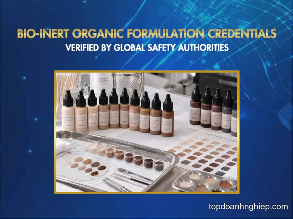 Set of globally certified bio-inert organic pigments formulated for skin camouflage tattoo procedures