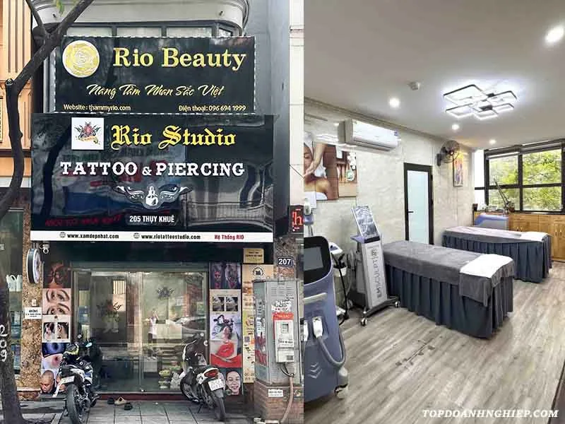 Mặt tiền và phòng công nghệ cao tại Rio Beauty, địa chỉ khử thâm nhũ hoa an toàn ở Hà Nội.